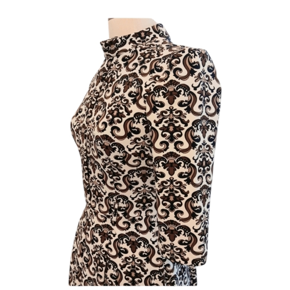 Vintage 70's geometric print maxi hostess dress. Elvin Jones 42, US 6, Small - Picture 5 of 14